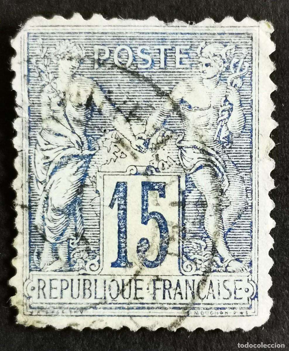 Sellos: Sello Francia 1878, Paz y Comercio (Tipo Sabio), 15 c Michel: FR 73a