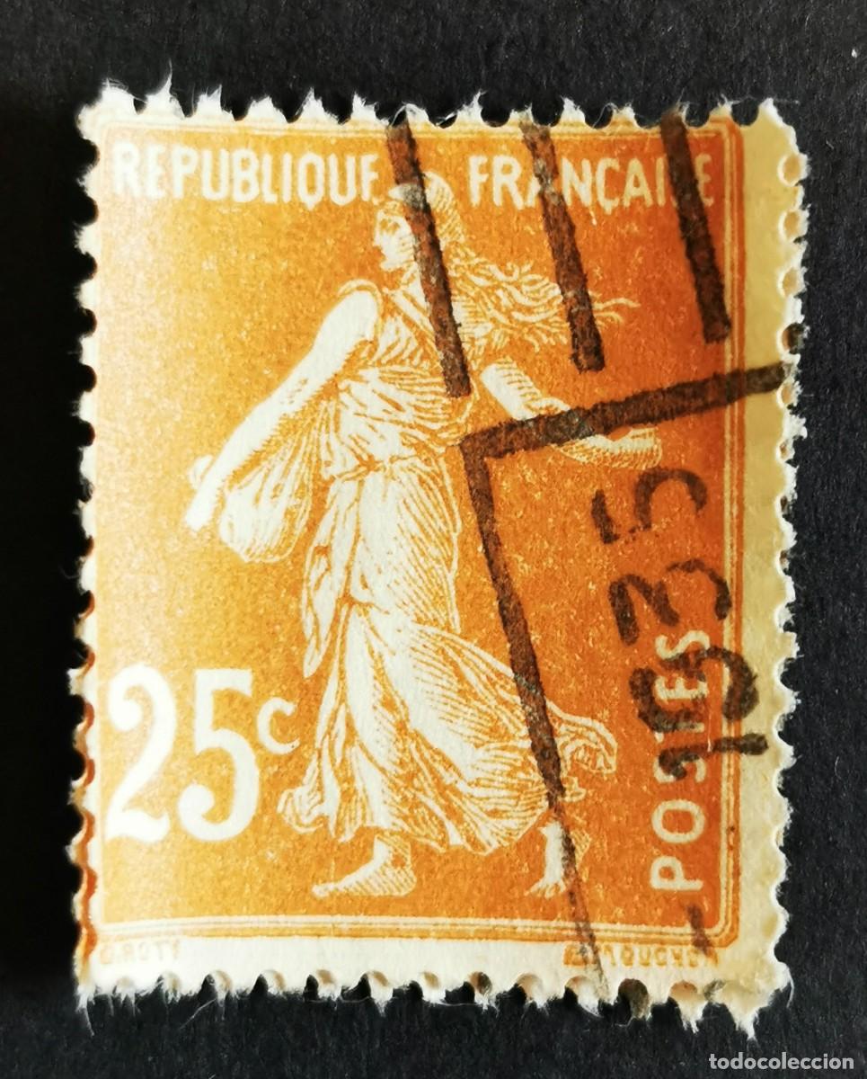 Sellos: Sello Francia 1927, Sembradora con fondo s&oacute;lido, 25 c Michel: 215