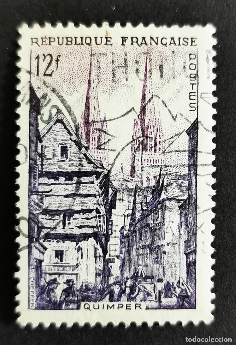 Sellos: Sello Francia 1954,Catedral de San Corentin, Quimper, 12 F Michel: 1007