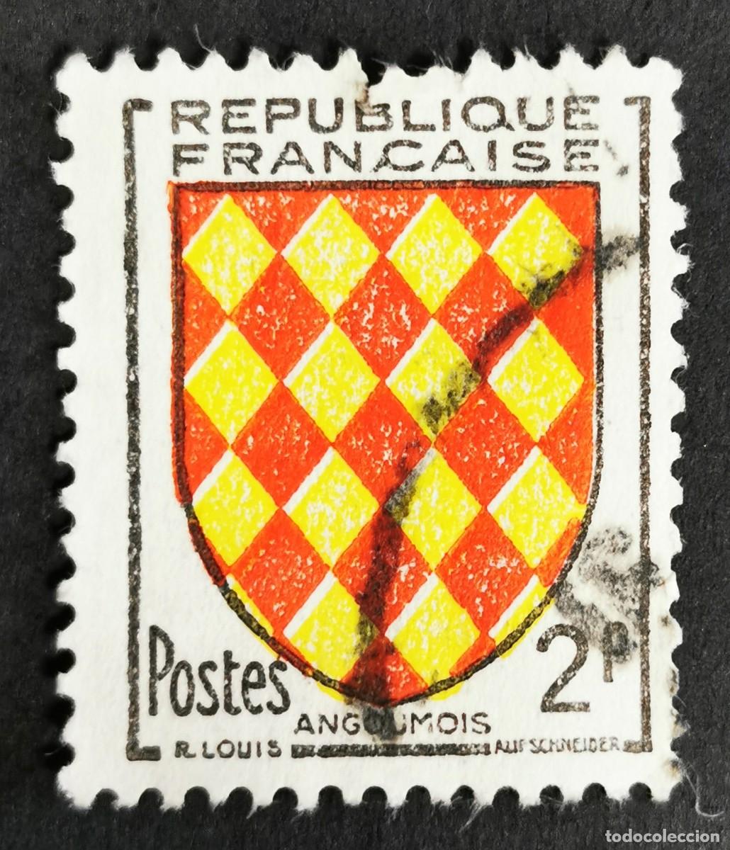 Sellos: Sello Francia 1954, Escudo Provincial-Angoumois, 2 F Michel: 1029