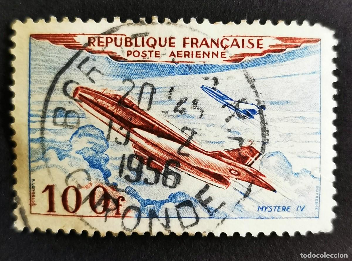 Sellos: Sello Francia 1954, Dassault Myst&egrave;re IV 100F, 100 F Michel: 987
