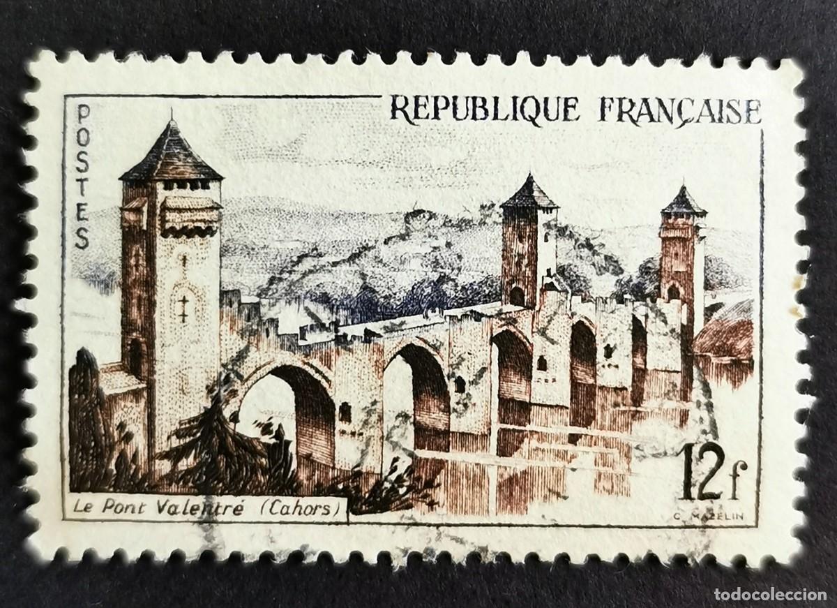 Sellos: Sello Francia 1955, Puente de Valentr&eacute;, Cahors, 12 F Michel: 1067