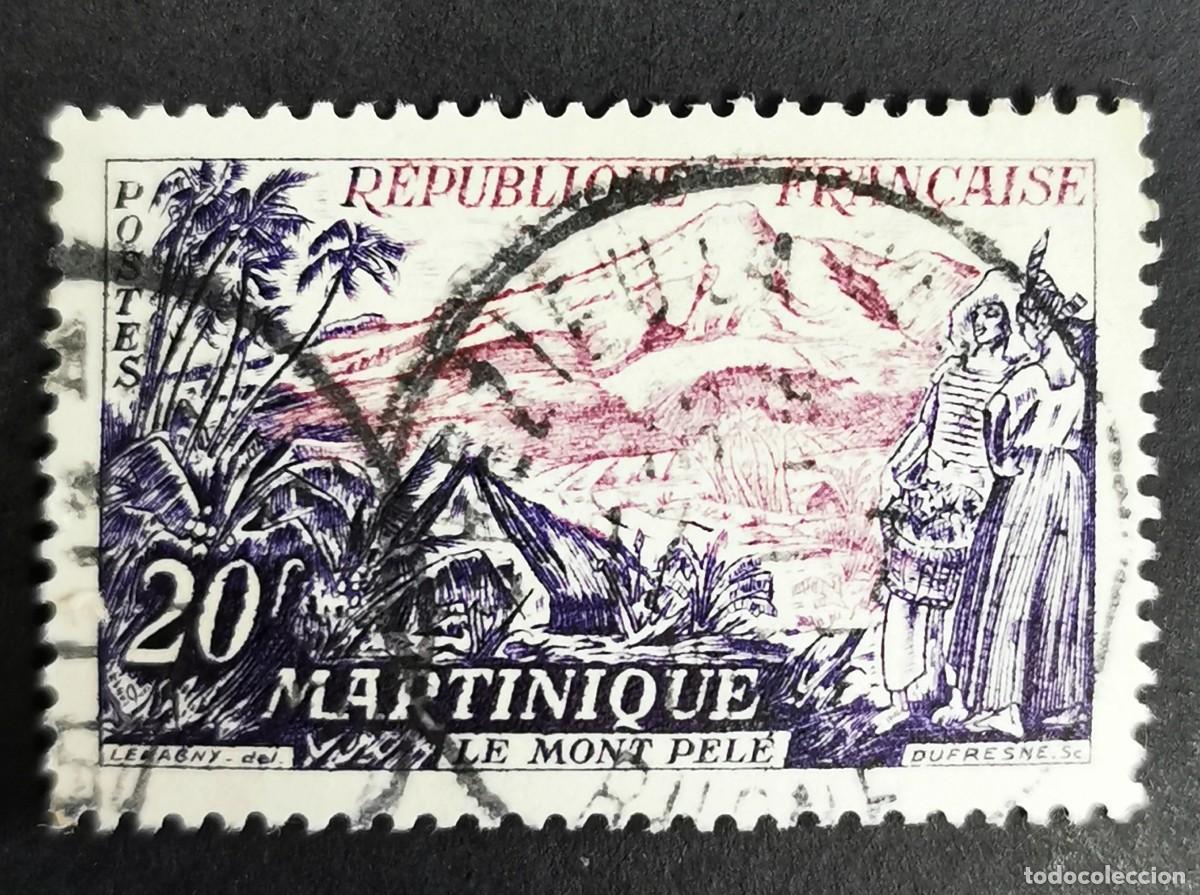 Sellos: Sello Francia 1955, Monte Pel&eacute;, Martinica, 20 F Michel: 1069
