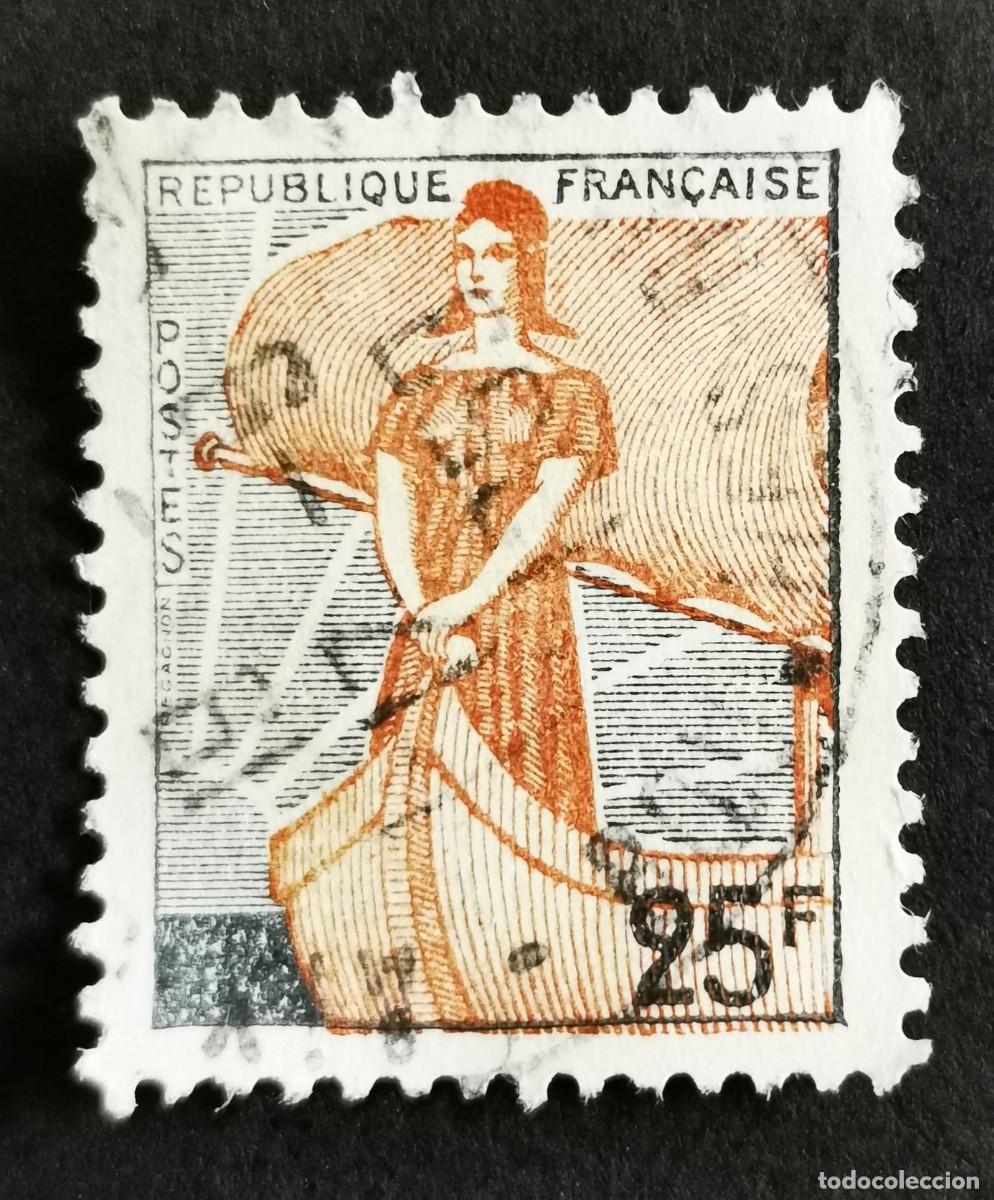 Sellos: Sello Francia 1959, Marianne en el barco, 25 F Michel: 1259