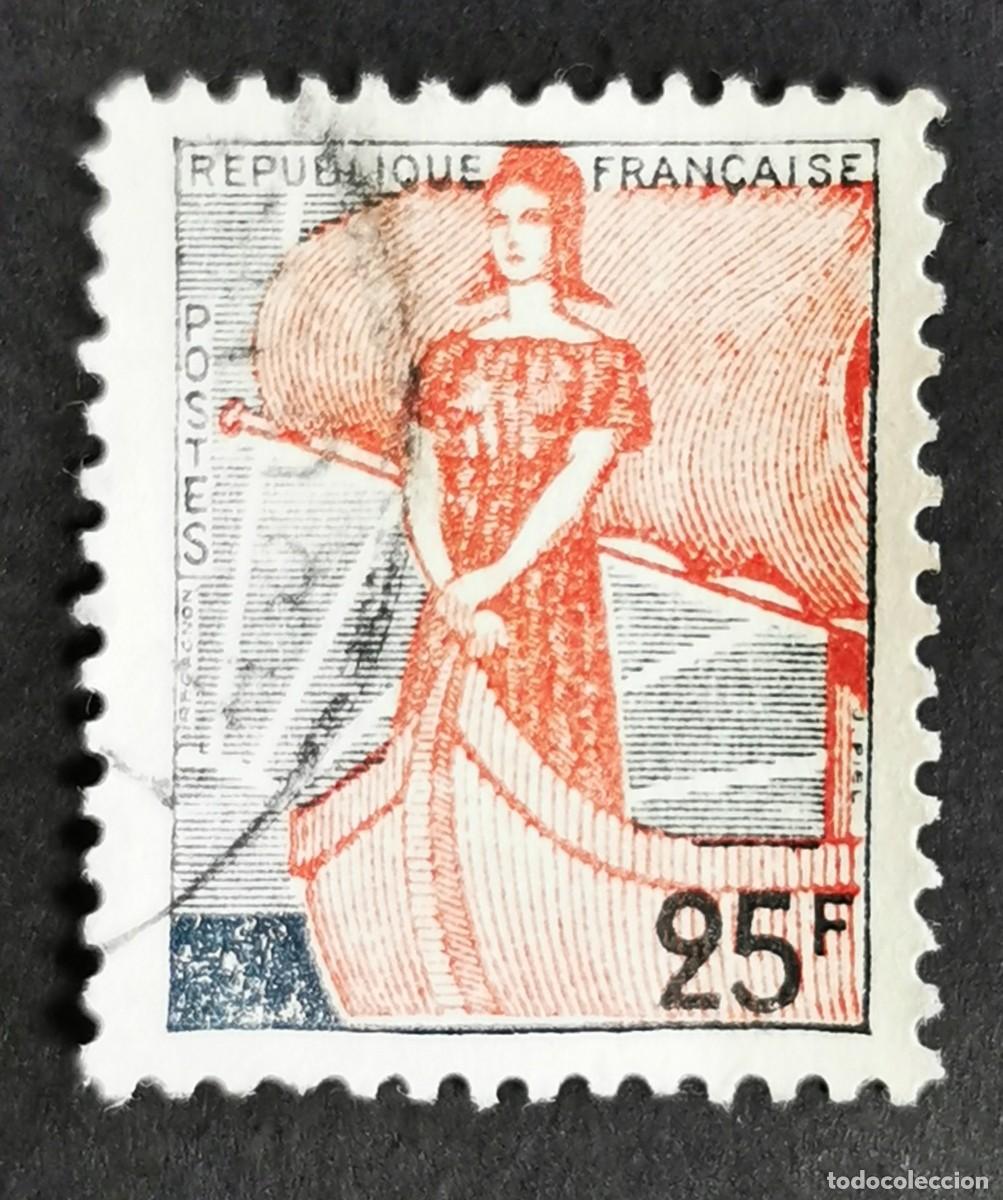 Sellos: Sello Francia 1959, Marianne en el barco, 25 F Michel: 1259