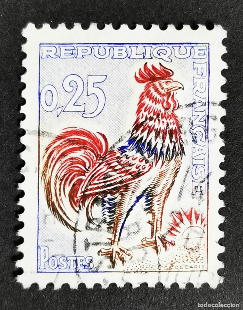 Sellos: Sello Francia 1962, &rdquo;Coq de Decaris&rdquo; (Gallus gallus domesticus), 0,25 F Michel: 1384x