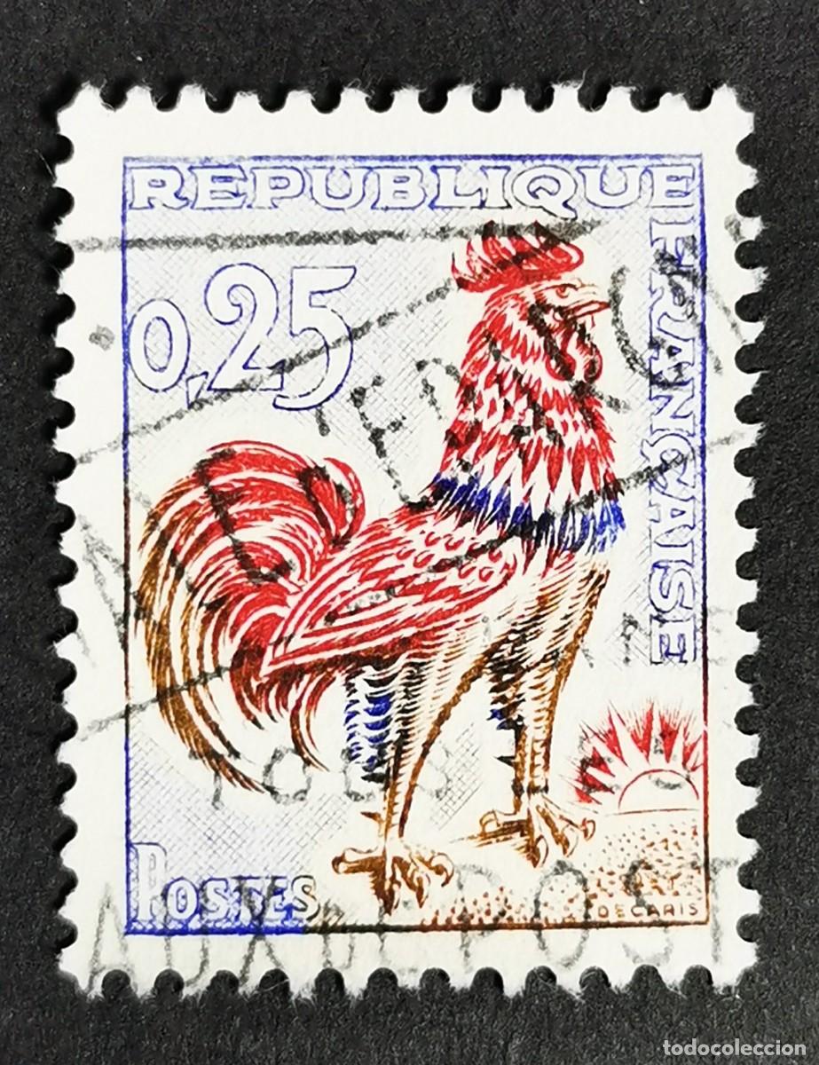 Sellos: Sello Francia 1962, &rdquo;Coq de Decaris&rdquo; (Gallus gallus domesticus), 0,25 F Michel: 1384x