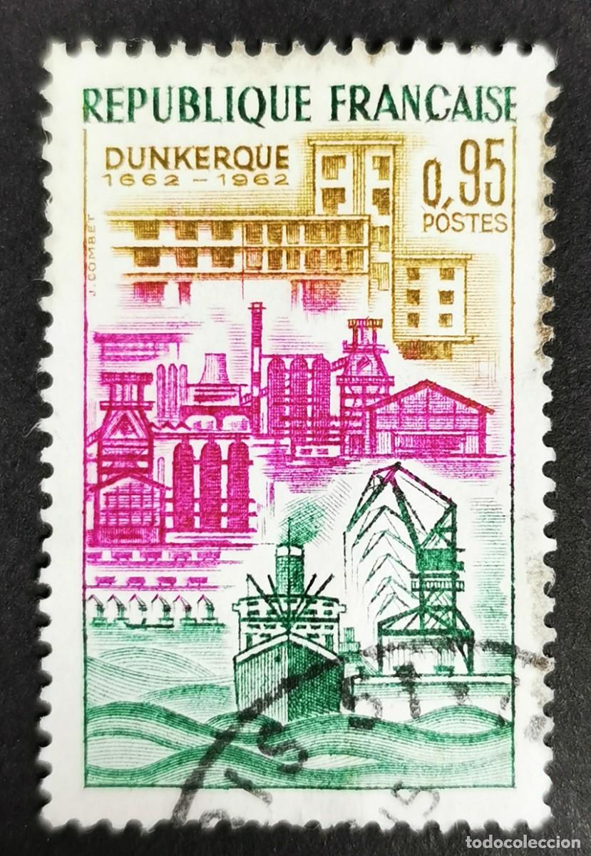 Sellos: Sello Francia 1962,300&ordm; aniversario de la cesi&oacute;n de Dunkerque a Francia, 0,95F Michel: 1388