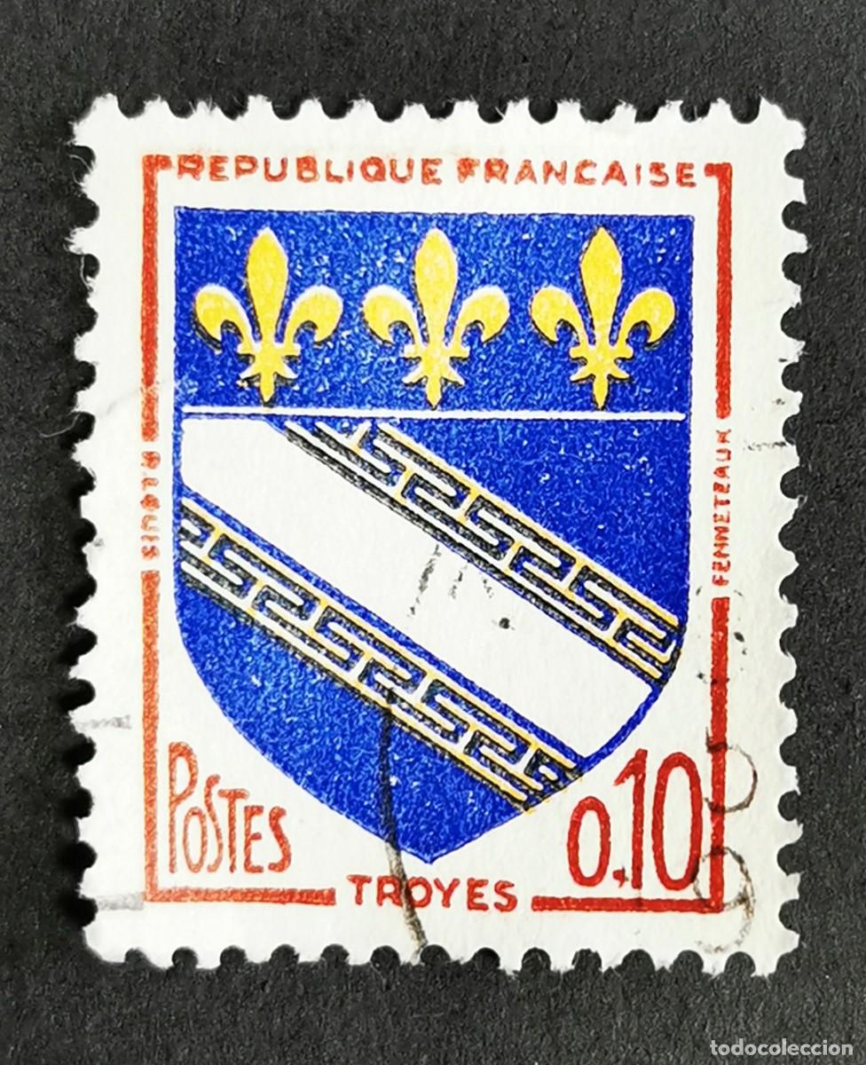 Sellos: Sello Francia 1963, Escudo de armas Troyes, 0,10 Michel: 1420x