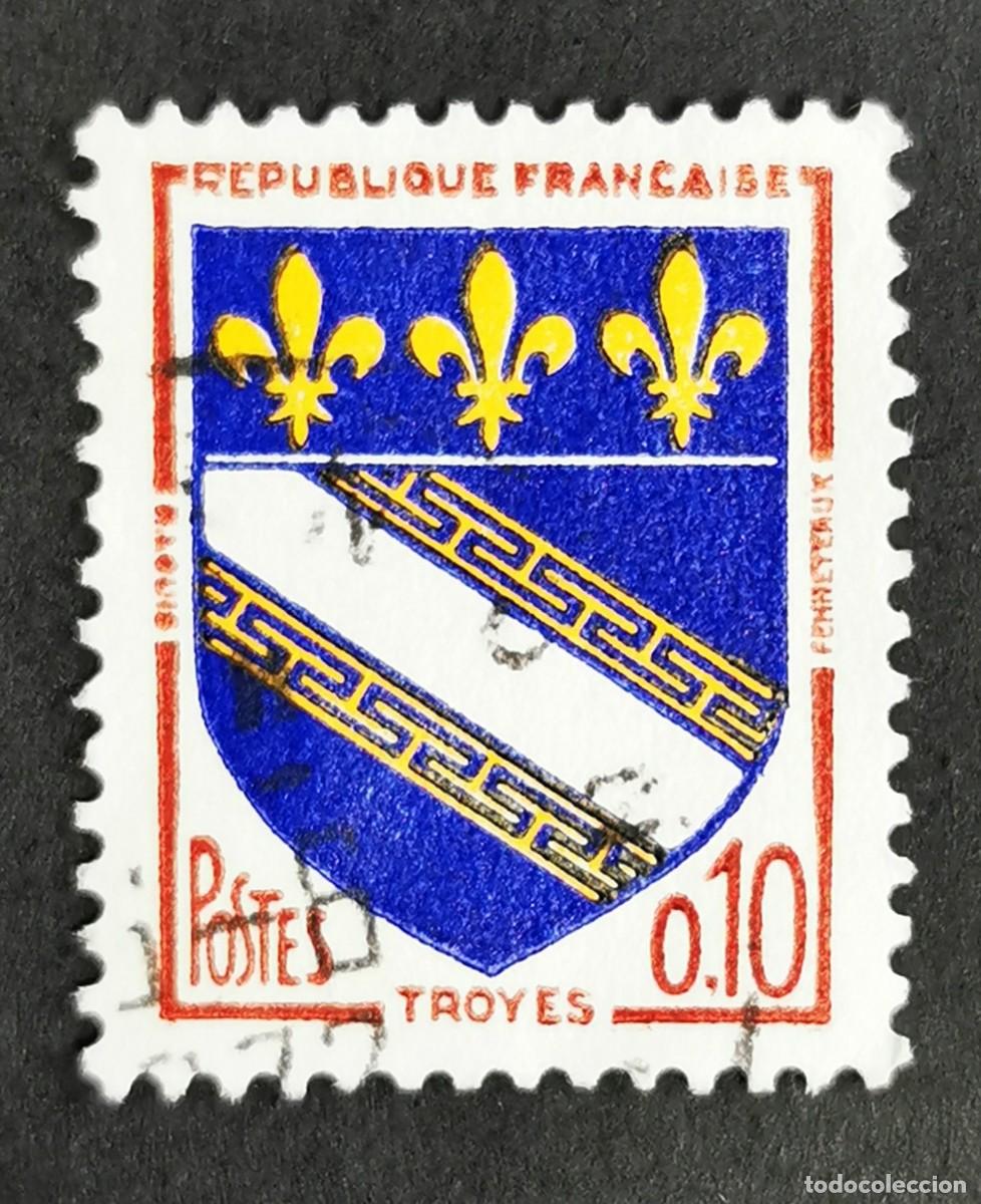 Sellos: Sello Francia 1963, Escudo de armas Troyes, 0,10 Michel: 1420x