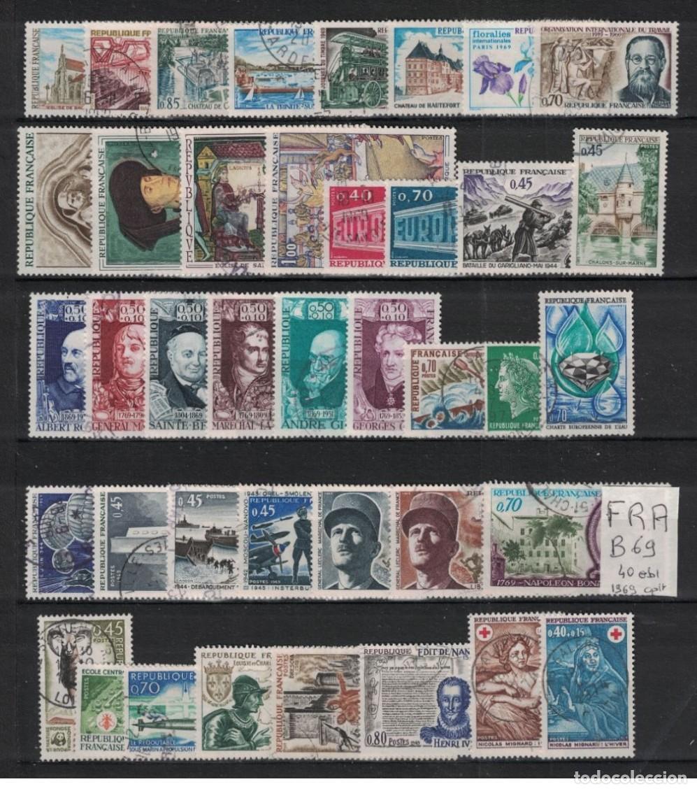 Sellos: France 1969 - A&ntilde;o completo Yvert 1582/1620 usado