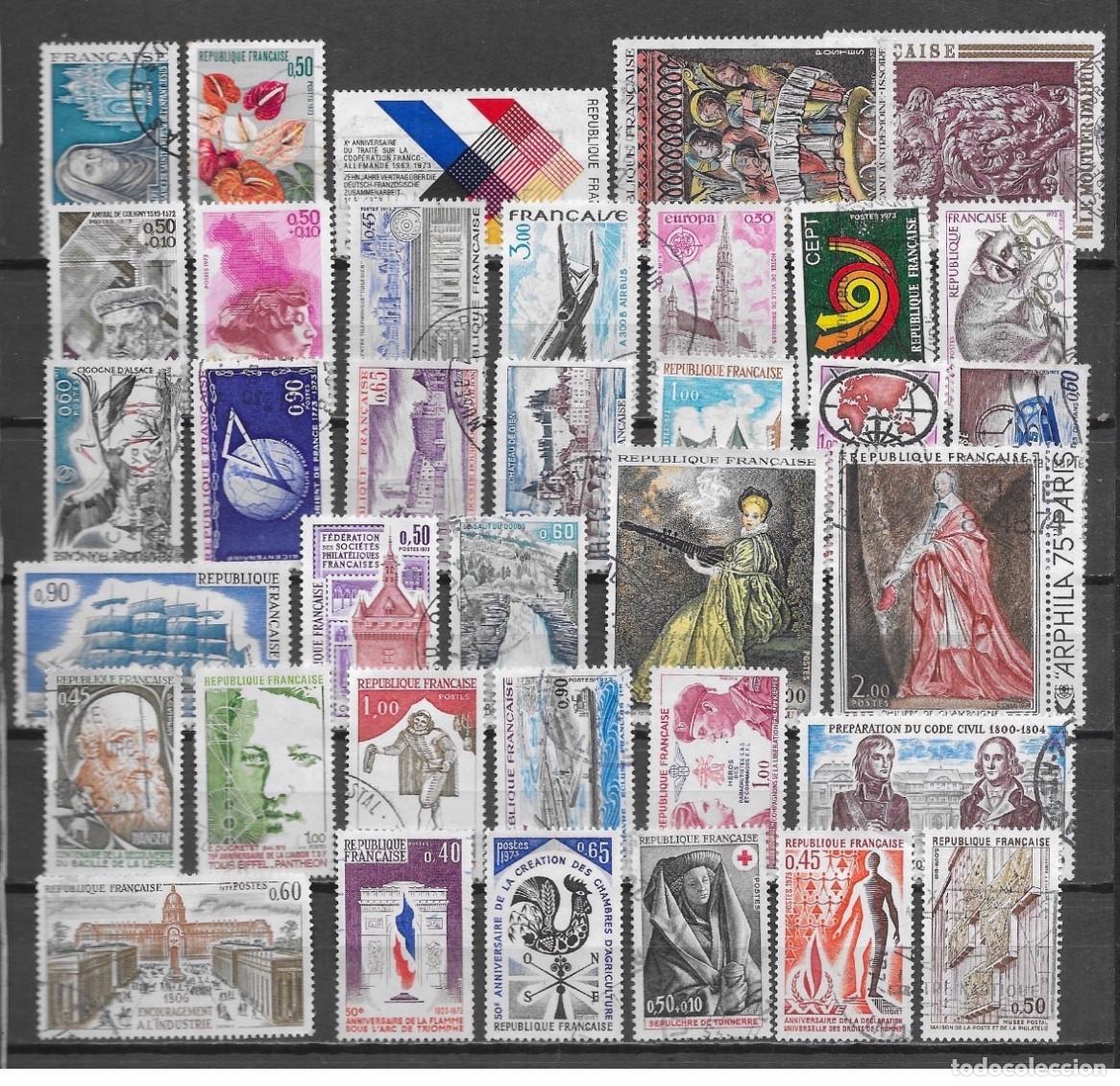 Sellos: France 1973 - A&ntilde;o completo Yvert 1737/1782 usado