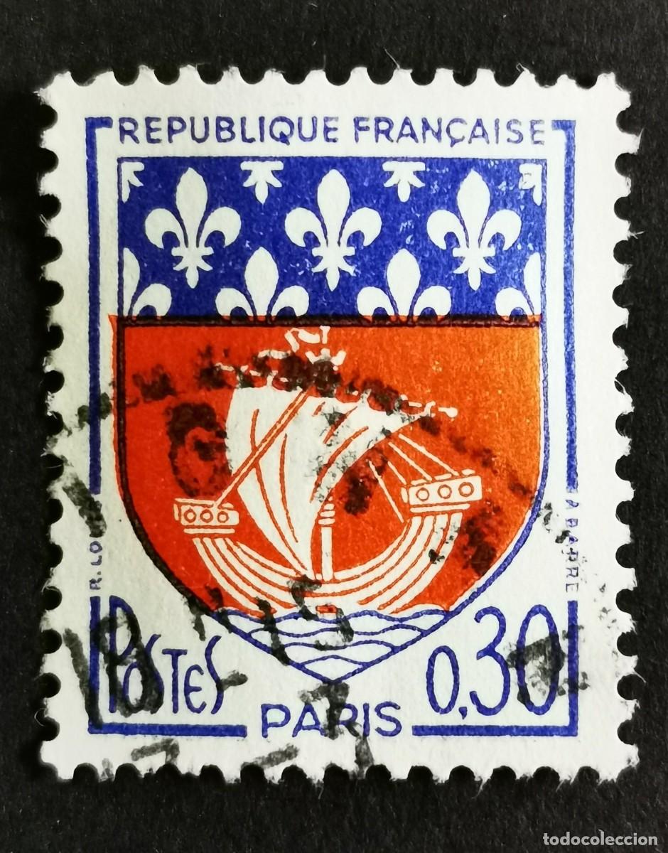 Sellos: Sello Francia 1965, Escudo de armas Paris, 0,30 F Michel: 1497