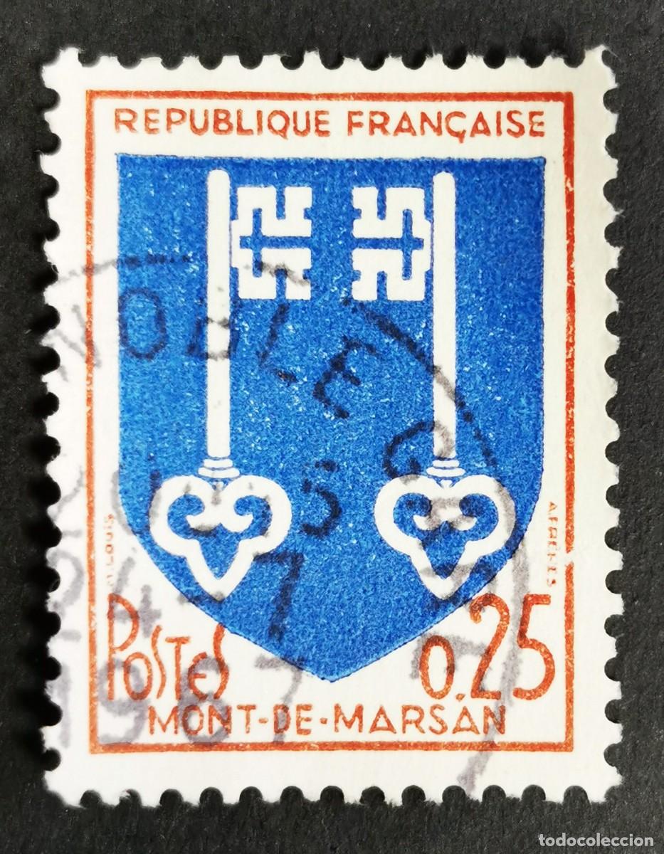 Sellos: Sello Francia 1966, Escudo de armas Mont-de-Marsan, 0,25 F Michel: 1535A