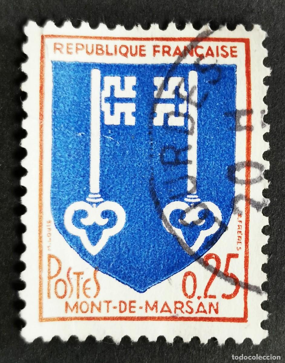 Sellos: Sello Francia 1966, Escudo de armas Mont-de-Marsan, 0,25 F Michel: 1535A