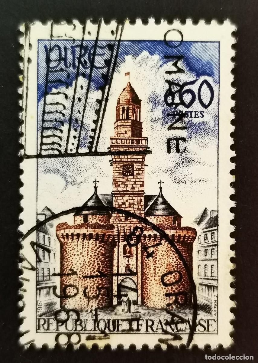 Sellos: Sello Francia 1967, Publicidad tur&iacute;stica Torre reloj puerta entrada Vire (Calva, 0,60 F Michel: 1592