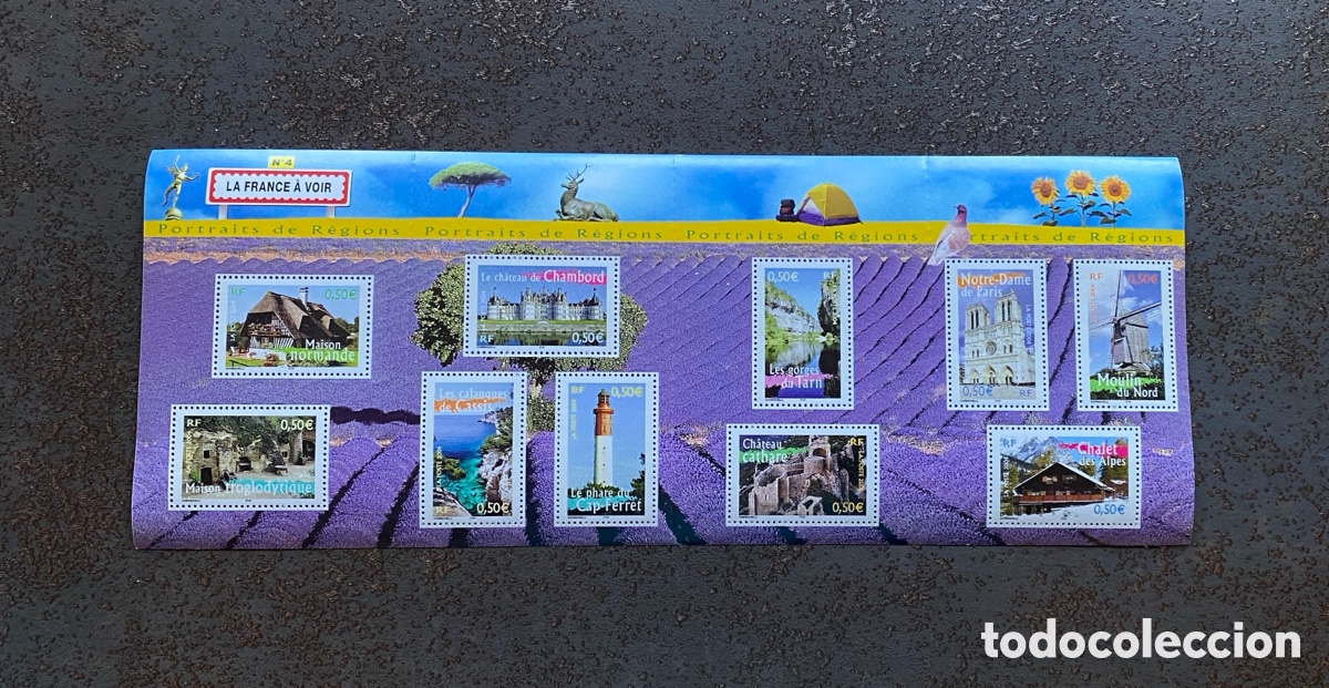 Sellos: Sellos, nuevo, de Francia 2001, Yvert 3702/11 Hoja Bloque 77 Edificios
