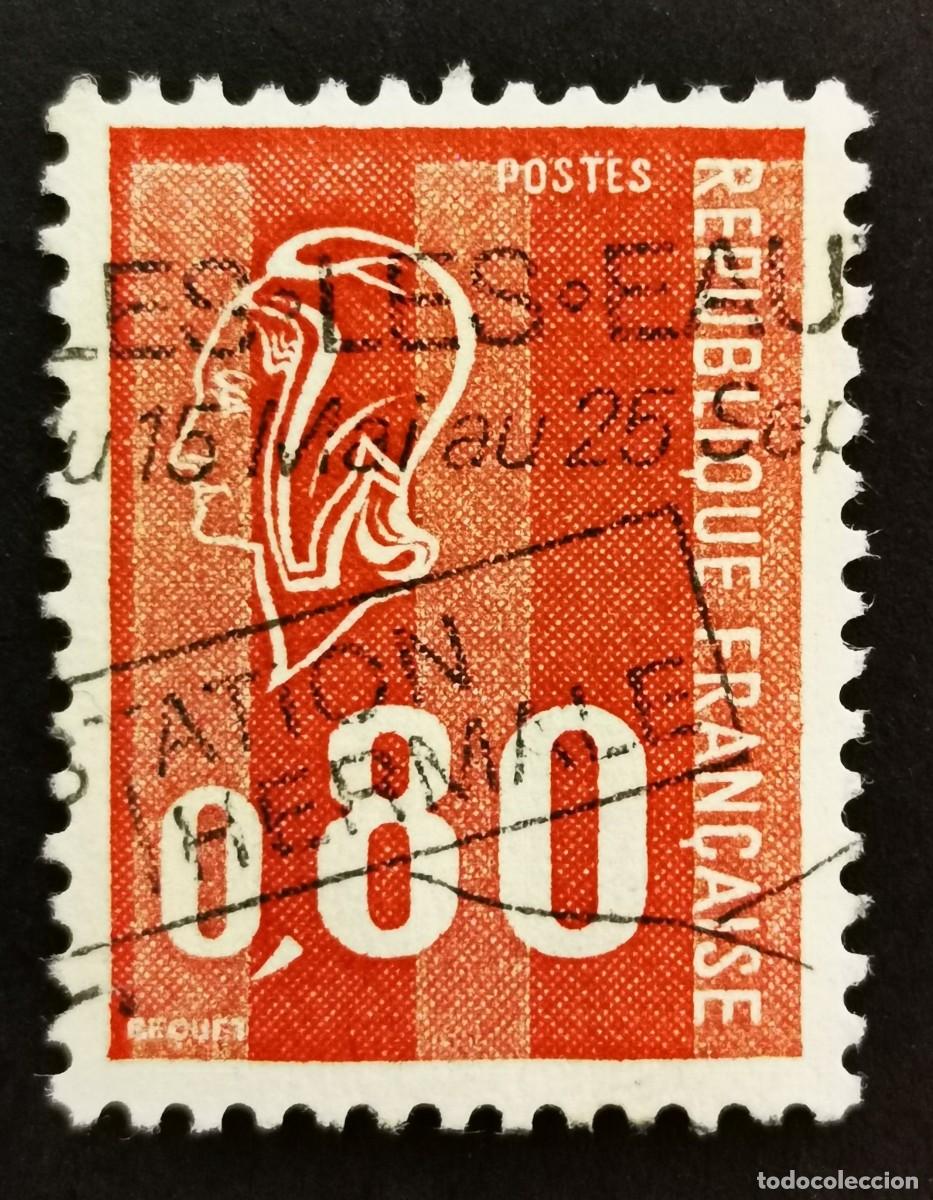Sellos: Sello Francia 1974, Marianne tipo Bequet grabado (3 tiras de f&oacute;sforo), 0,80 F Michel: 1889y