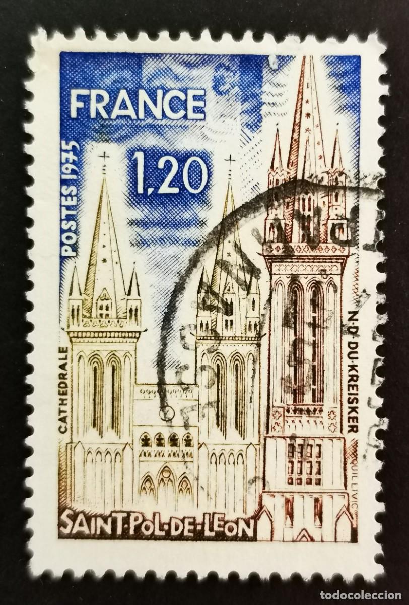 Sellos: Sello Francia 1975, Publicidad tur&iacute;stica Catedral y Kreisker, St. Pol-de-L&eacute;on, 1,20 F Michel: 1902