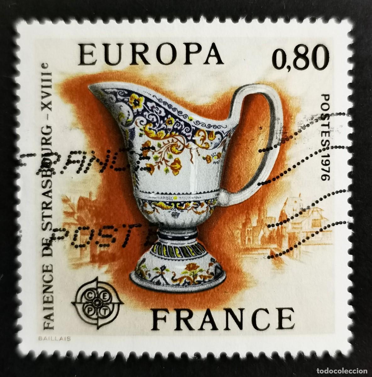 Sellos: Sello Francia 1975, CEPT Estrasburgo loza del siglo XVIII , 0,80 F Michel: 1961