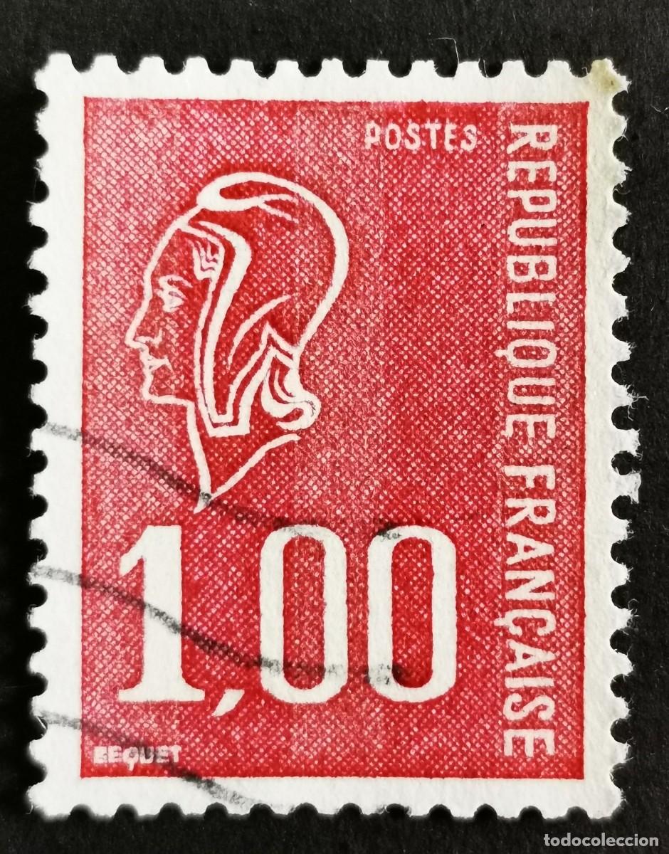 Sellos: Sello Francia 1975, Marianne tipo Bequet (3 tira de f&oacute;sforo) ,1 F Michel: 1985Ay