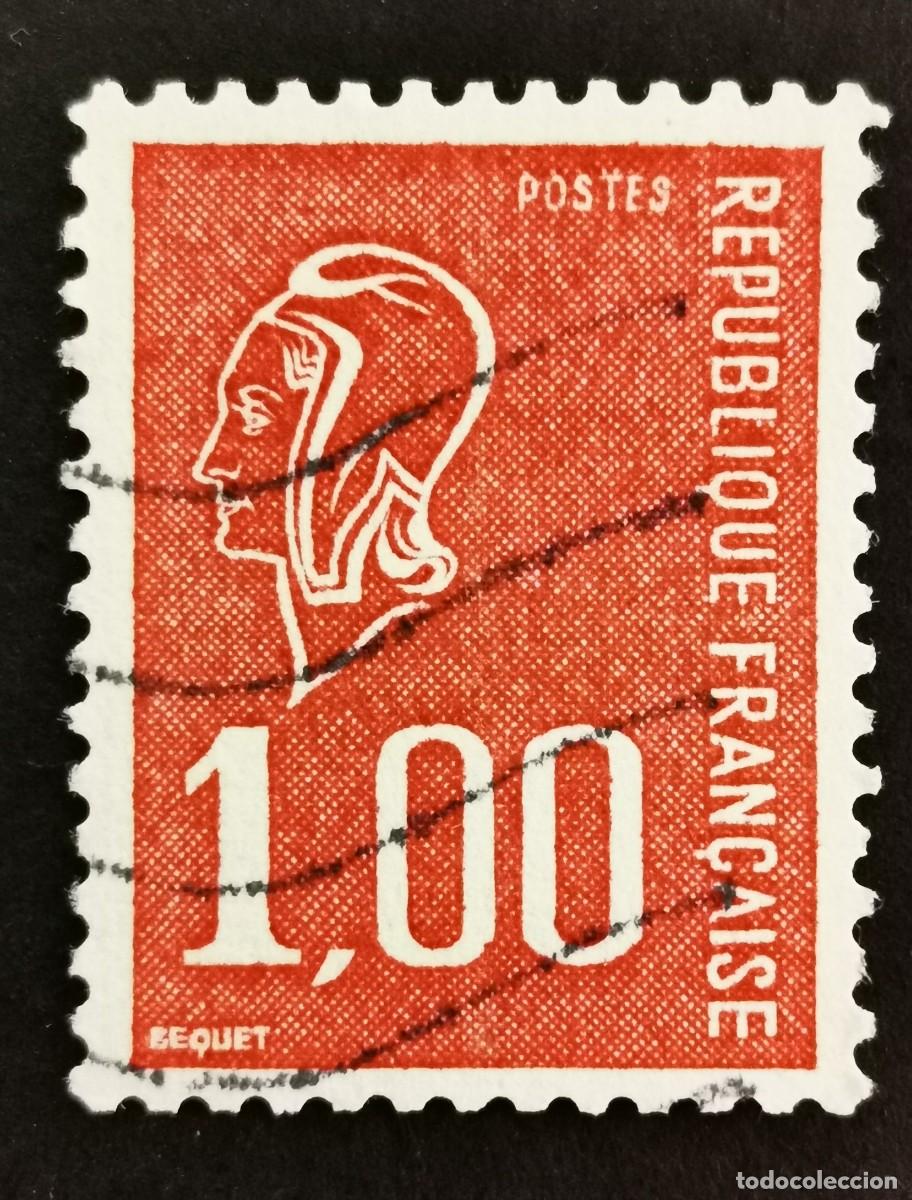 Sellos: Sello Francia 1975, Marianne tipo Bequet (3 tira de f&oacute;sforo) ,1 F Michel: 1985Ay