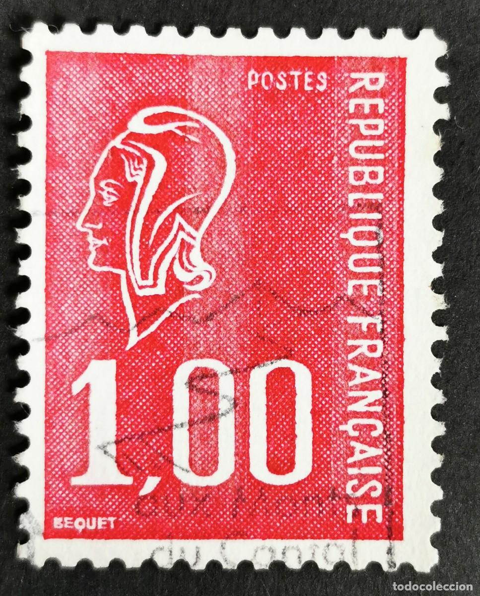 Sellos: Sello Francia 1975, Marianne tipo Bequet (3 tira de f&oacute;sforo) ,1 F Michel: 1985C