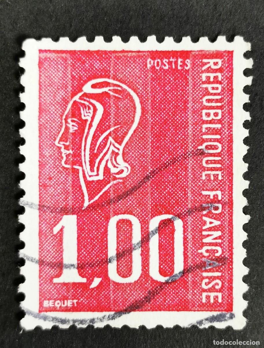Sellos: Sello Francia 1975, Marianne tipo Bequet (3 tira de f&oacute;sforo) ,1 F Michel: 1985C