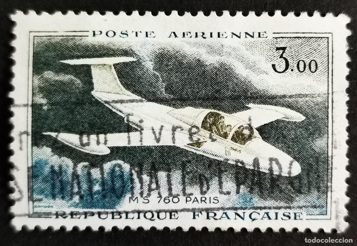Sellos: Sello Francia 1960, Correo a&eacute;reo Morane Saulnier MS 760, 3 F Michel: 1280