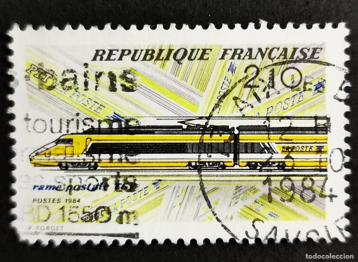 Sellos: Sello Francia 1984, Tren TGV de correos de la SNCF, 2,10 F Michel: 2460