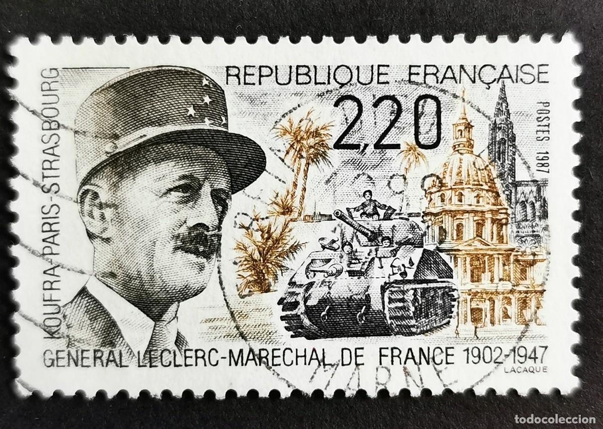 Sellos: Sello Francia 1987,General Leclerc (1902-1947) Par&iacute;s-Estrasburgo-Kufra, 2,20 F Michel: 2634