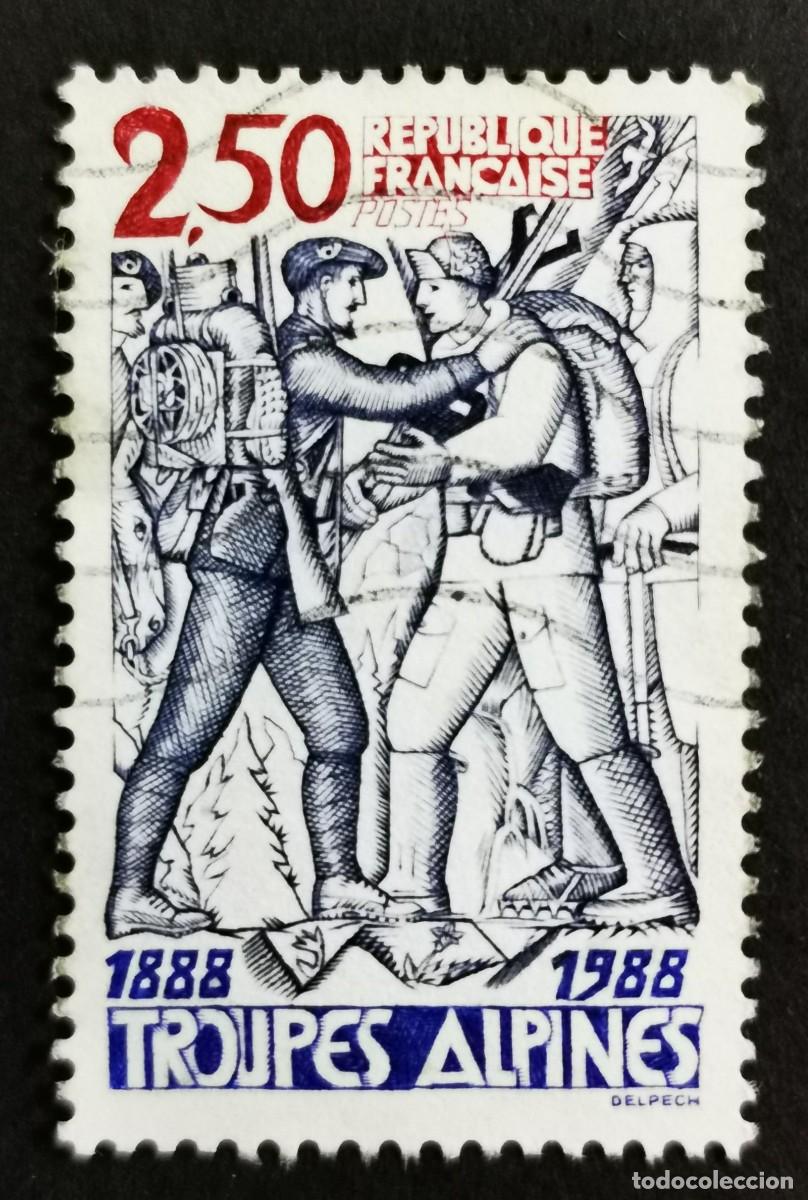 Sellos: Sello Francia 1988, Centenario de las tropas alpinas, 2,50 F Michel: 2680