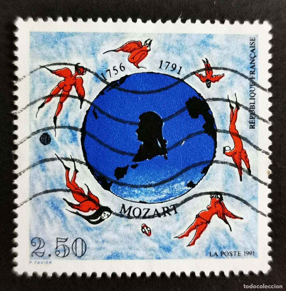 Sellos: Sello Francia 1991, Wolfgang Amadeus Mozart (1756-1791, 2,50 F Michel: 2828