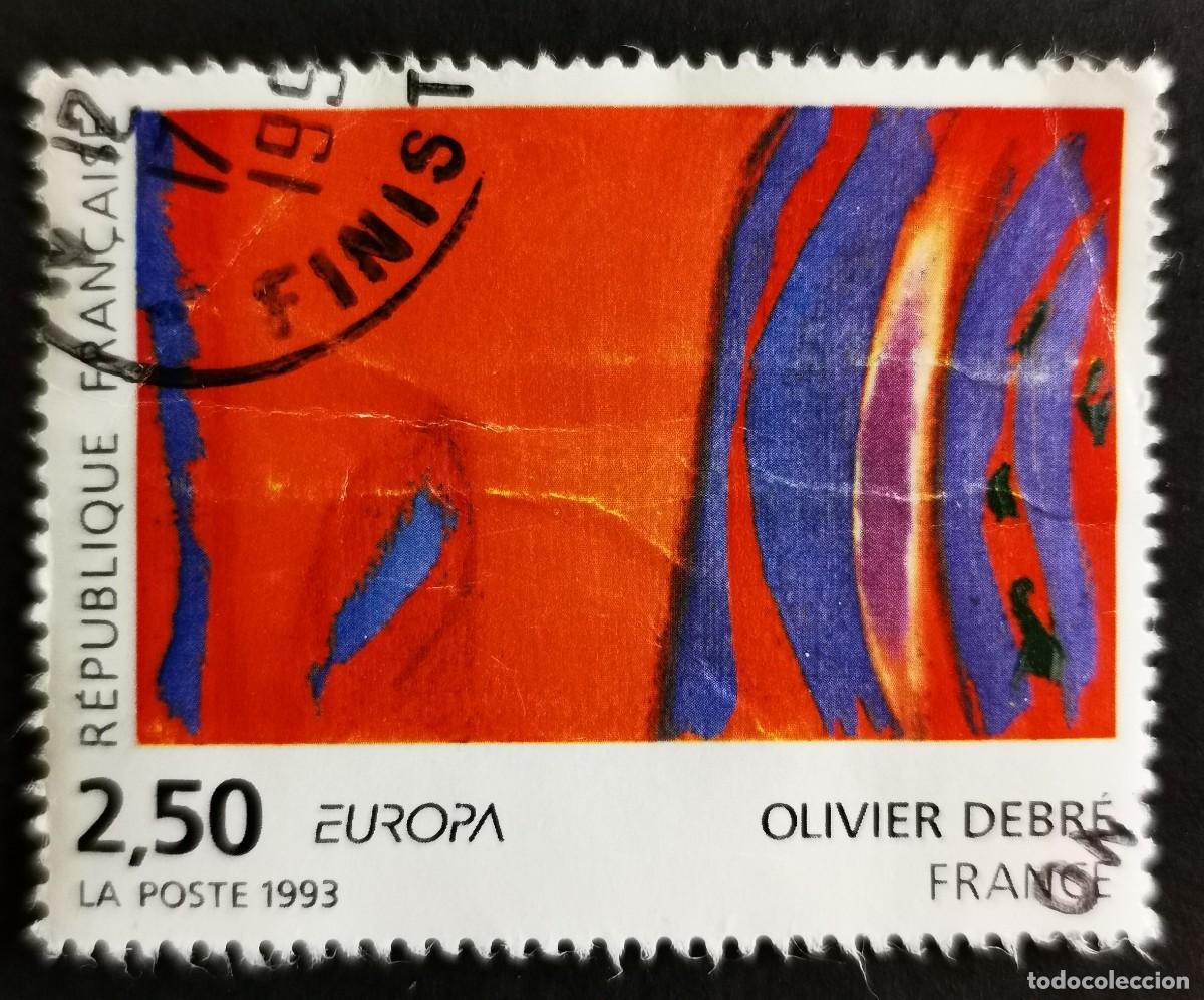 Sellos: Sello Francia 1993, CEPT &rdquo;Ritmo azul rojo&rdquo; de Olivier Debr&eacute;, 2,50 F Michel: 2943