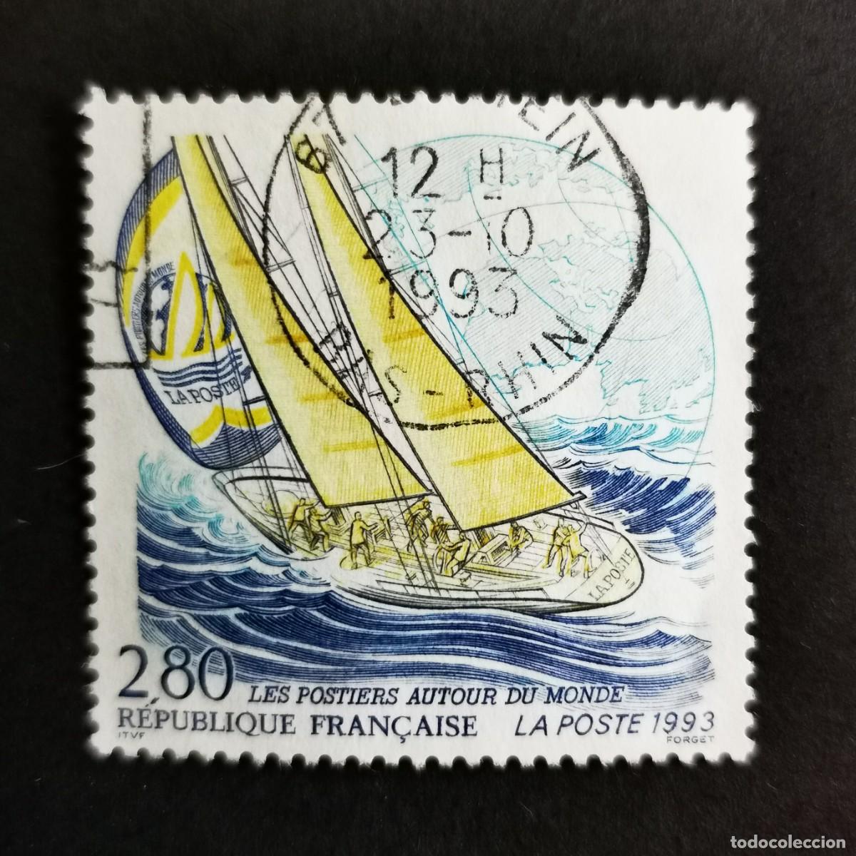 Sellos: Sello Francia 1993, La Poste&rdquo; and Globe, 2,80 F Michel: 2977