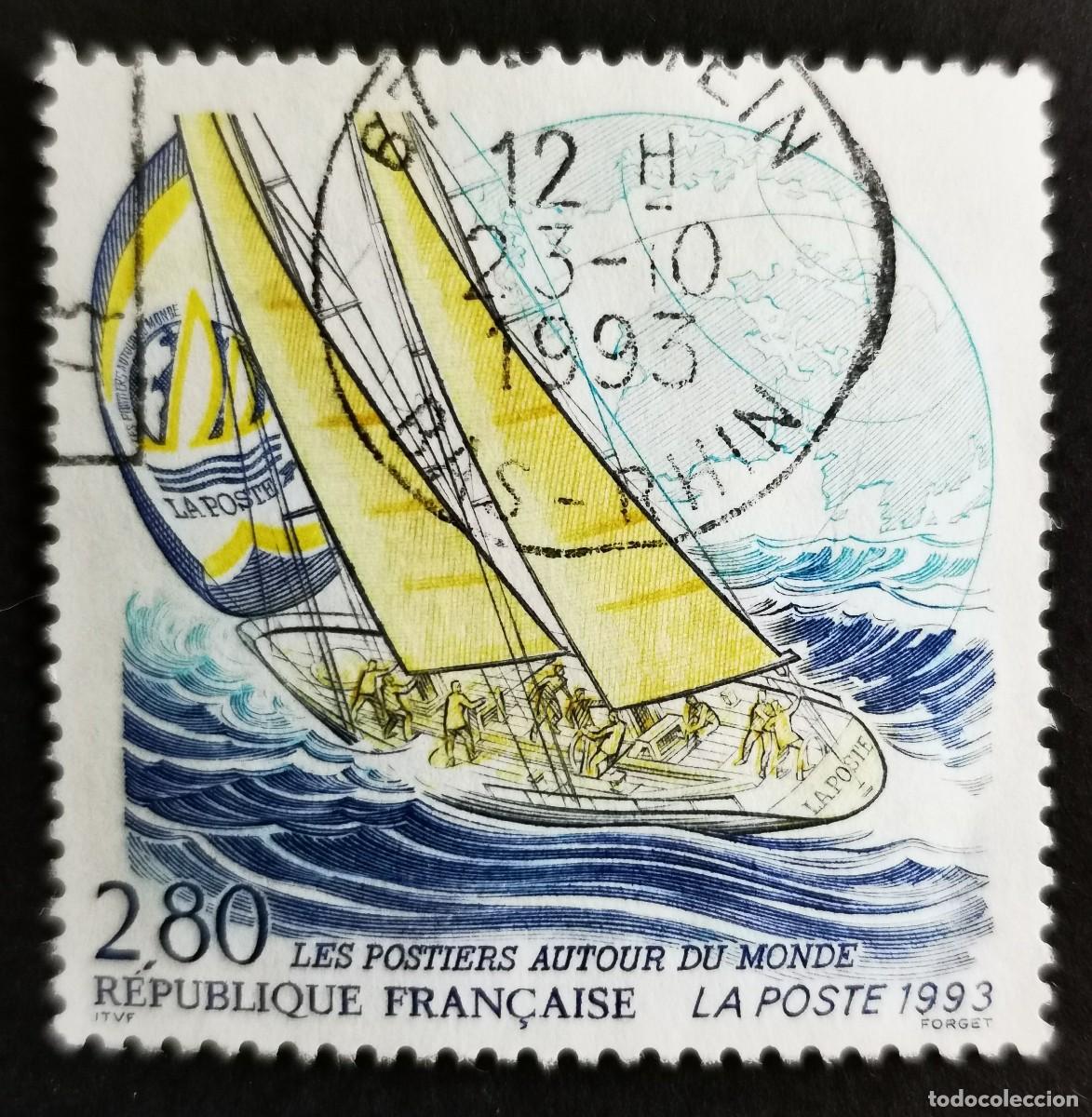Sellos: Sello Francia 1993, La Poste&rdquo; and Globe, 2,80 F Michel: 2977