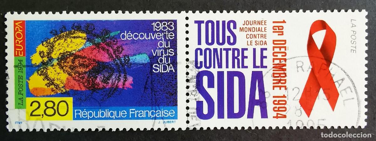 Sellos: Sello Francia 1994, D&iacute;a Mundial contra el SIDA, 2,80 F Michel: 3021Zf