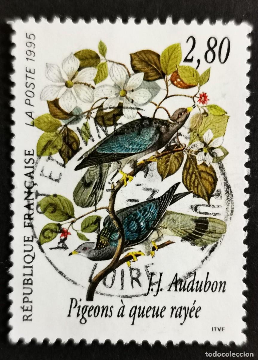 Sellos: Sello Francia 1995, Paloma de cola anillada (Patagioenas fasciata), 2,80 F Michel: 3073A