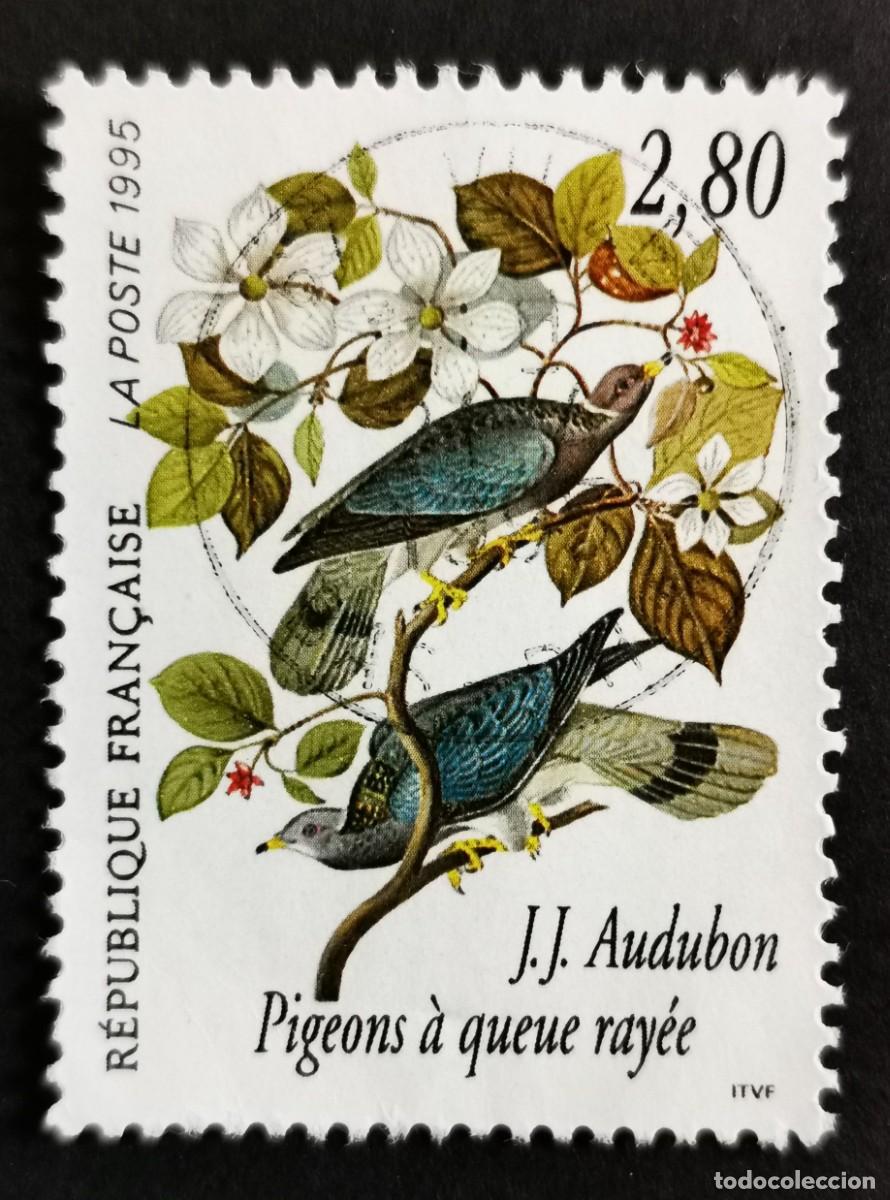 Sellos: Sello Francia 1995, Paloma de cola anillada (Patagioenas fasciata), 2,80 F Michel: 3073A