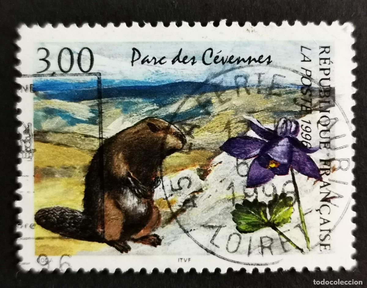 Sellos: Sello Francia 1996, Parque Nacional de C&eacute;vennes: Marmota Alpina (Marmota), 3,00 F Michel: 3145