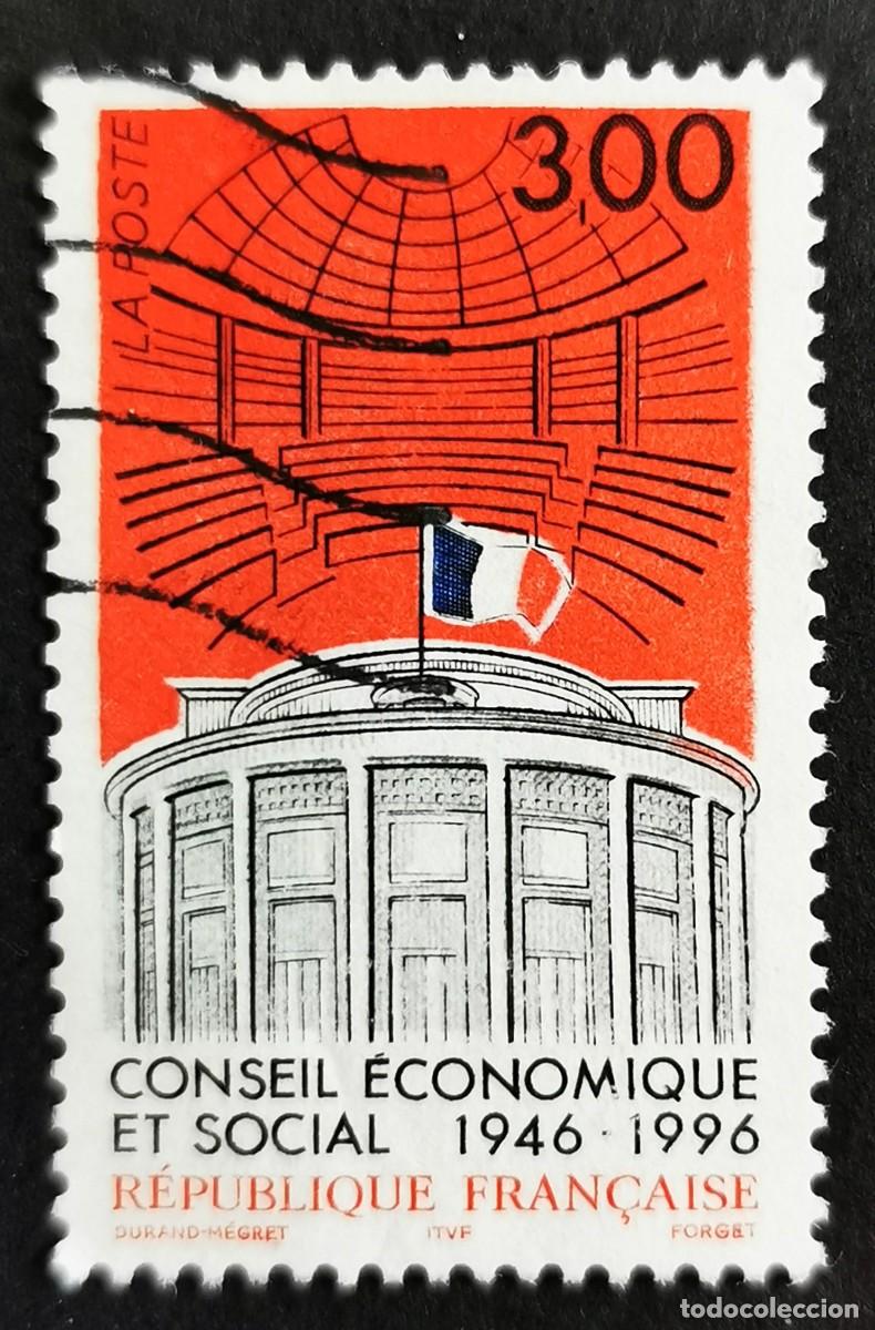 Sellos: Sello Francia 1996, 50&ordm; aniversario del Consejo Econ&oacute;mico y Social, 3,00 F Michel: 3176