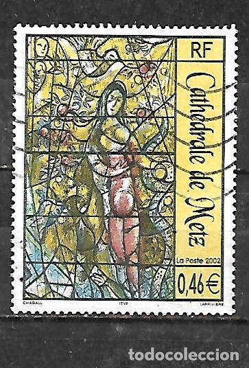Sellos: 2002: Vidriera de la Catedral de Metz. Marc Chagall, 1887 - 1985 (usado)