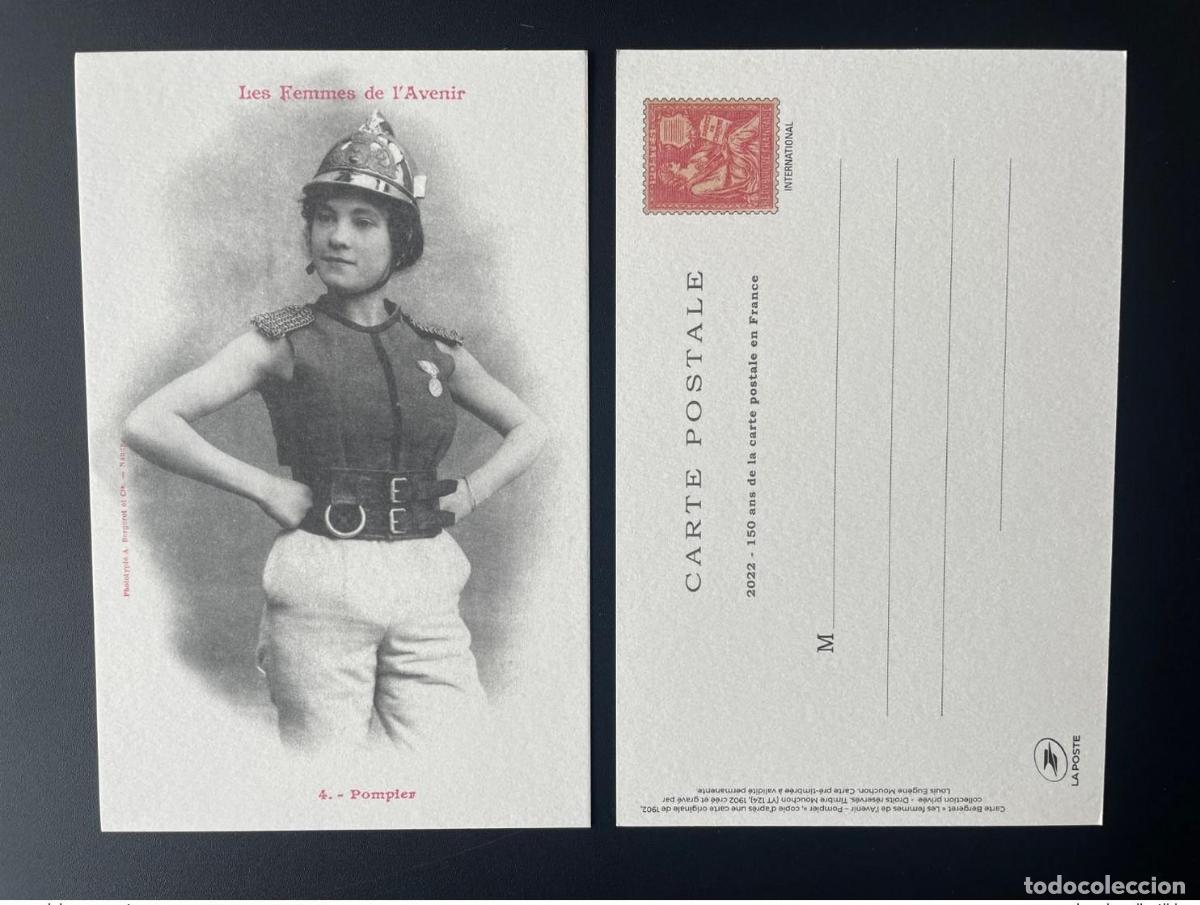 Sellos: Francia 2022 Tarjeta postal de 150 a&ntilde;os entera Par&iacute;s Philex Mouchon Firempier Woman