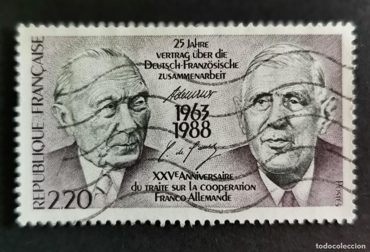 Sellos: Sello Francia 1988, Tratado de cooperaci&oacute;n franco-alemana 1963-1988, 2,20 F Michel: 2636