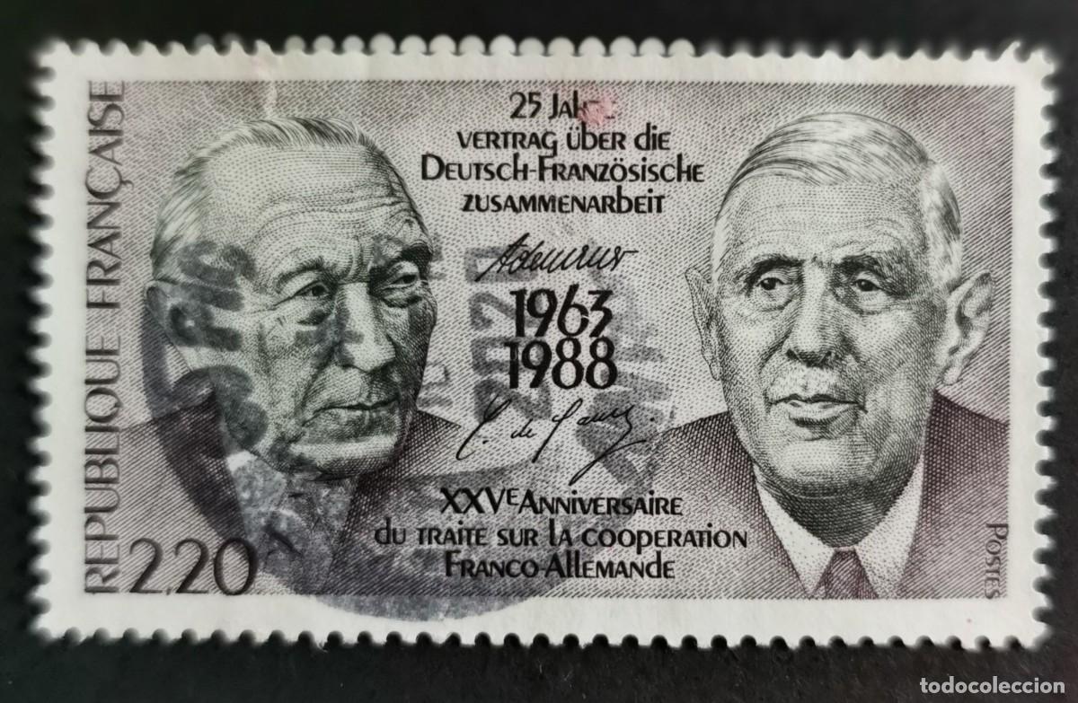 Sellos: Sello Francia 1988, Tratado de cooperaci&oacute;n franco-alemana 1963-1988, 2,20 F Michel: 2636