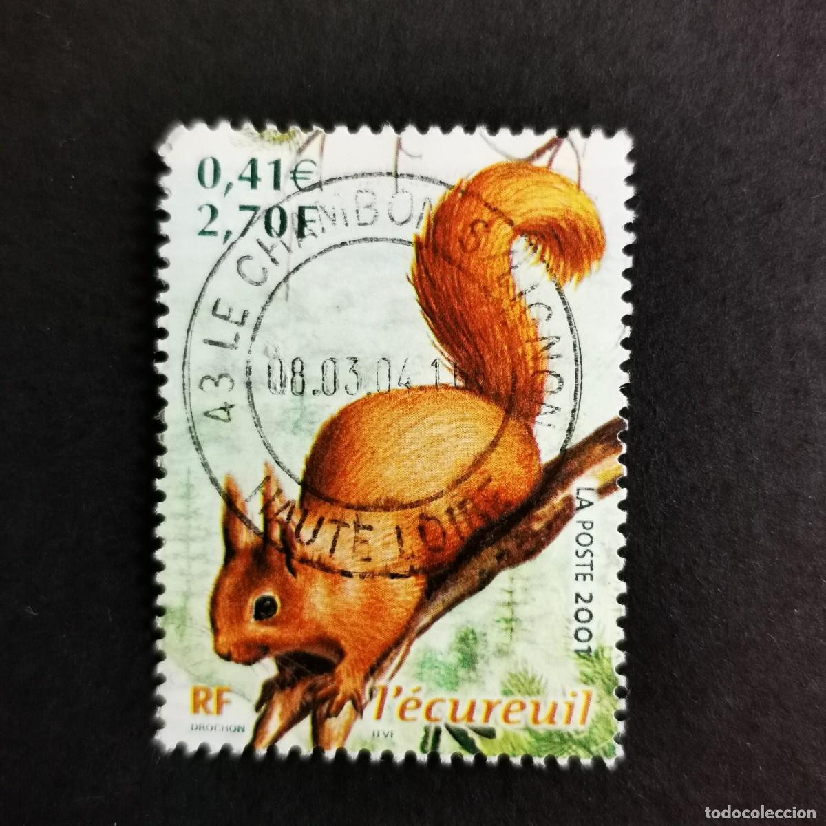 Sellos: Sello Francia 2001, Ardilla roja euroasi&aacute;tica (Sciurus vulgaris), 2,70 F Michel: FR 3521