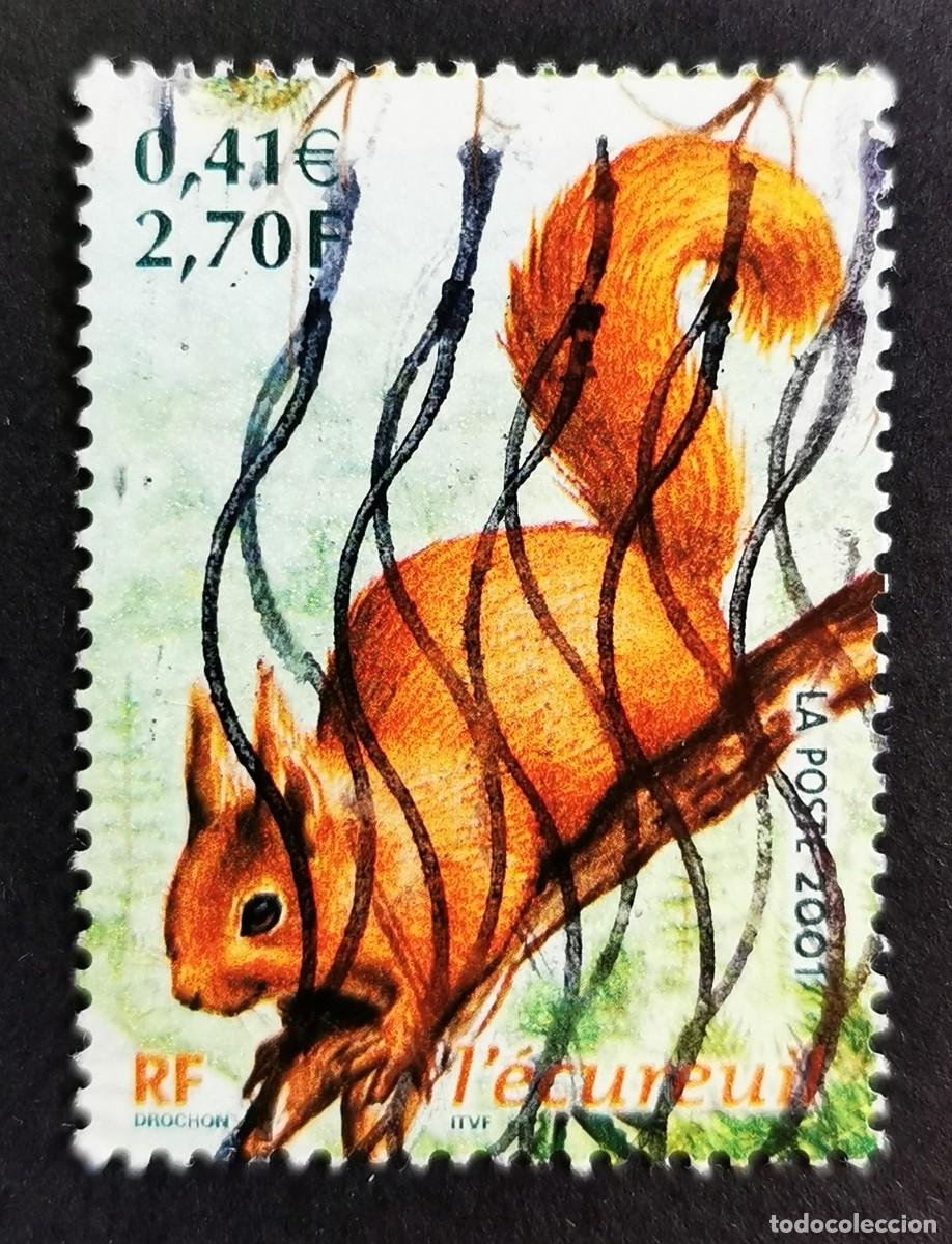 Sellos: Sello Francia 2001, Ardilla roja euroasi&aacute;tica (Sciurus vulgaris), 2,70 F Michel: FR 3521