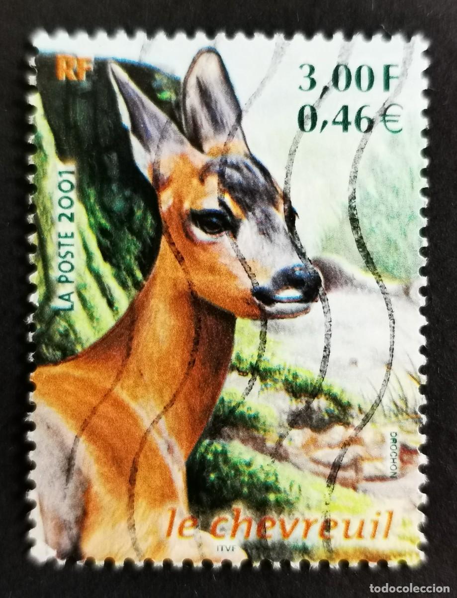 Sellos: Sello Francia 2001, Corzo occidental (Capreolus capreolus), 3,00 F Michel: FR 3522