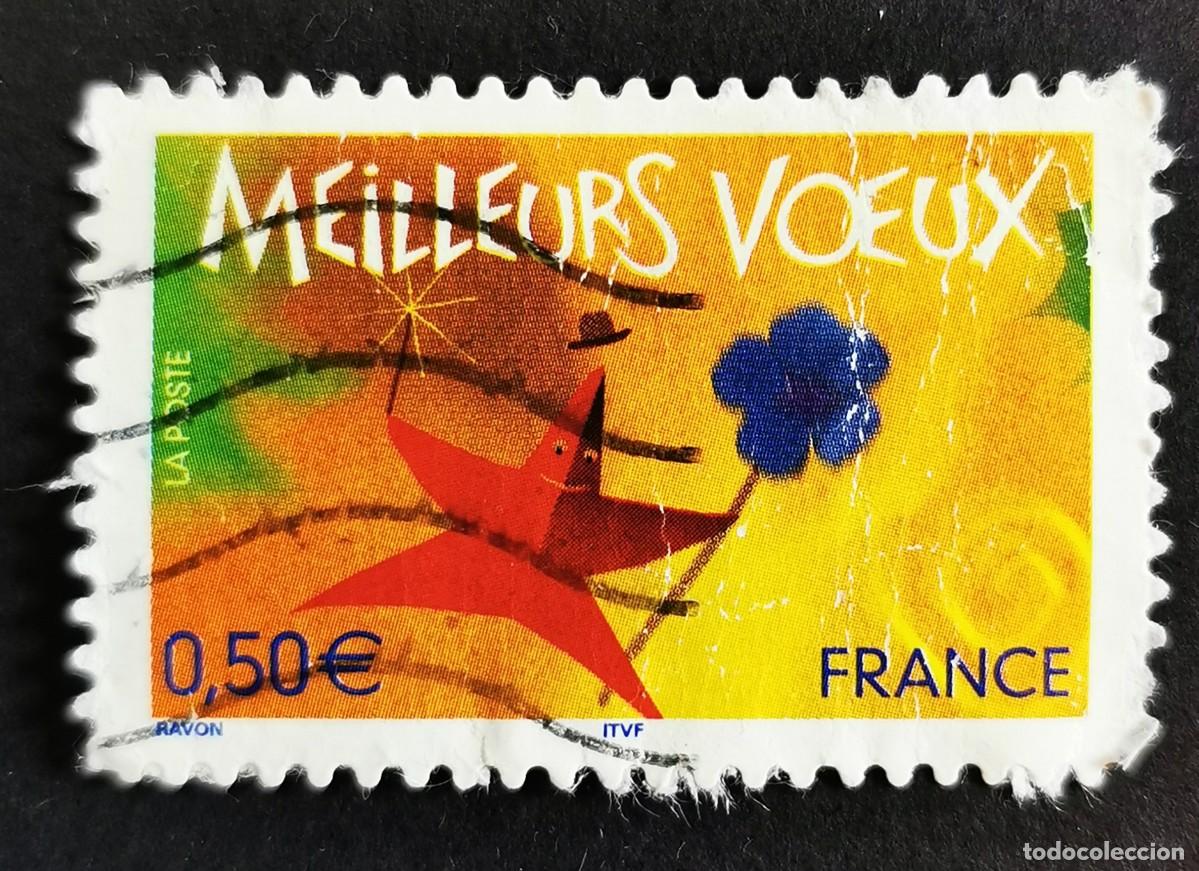 Sellos: Sello Francia 2004, Los mejores deseos 2004 Estrella y Flor, 0,50 &euro; Michel: FR 3874