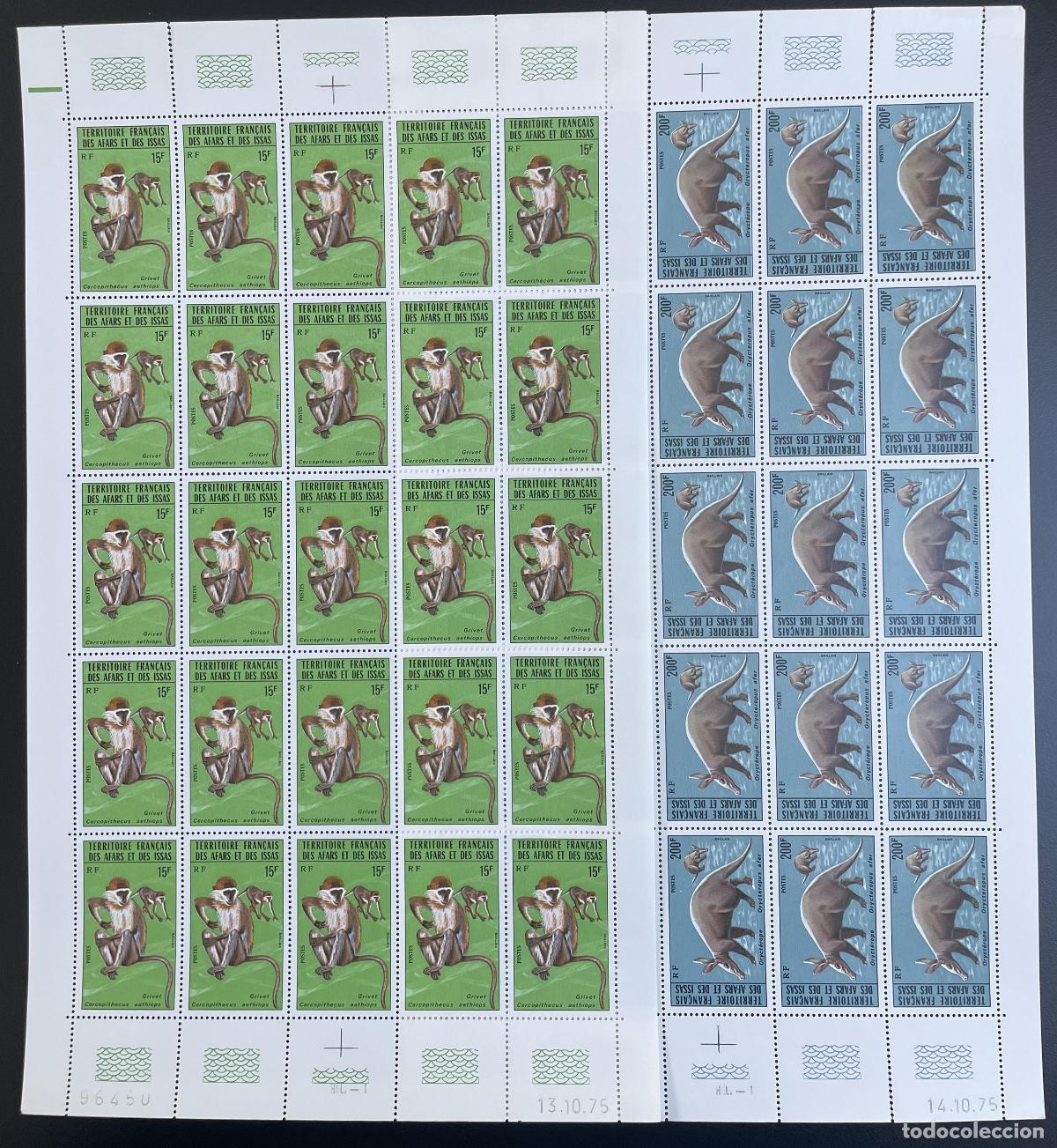 Sellos: Afars and Issas 1975 YT 408-409 zorzal mono primate animales salvajes